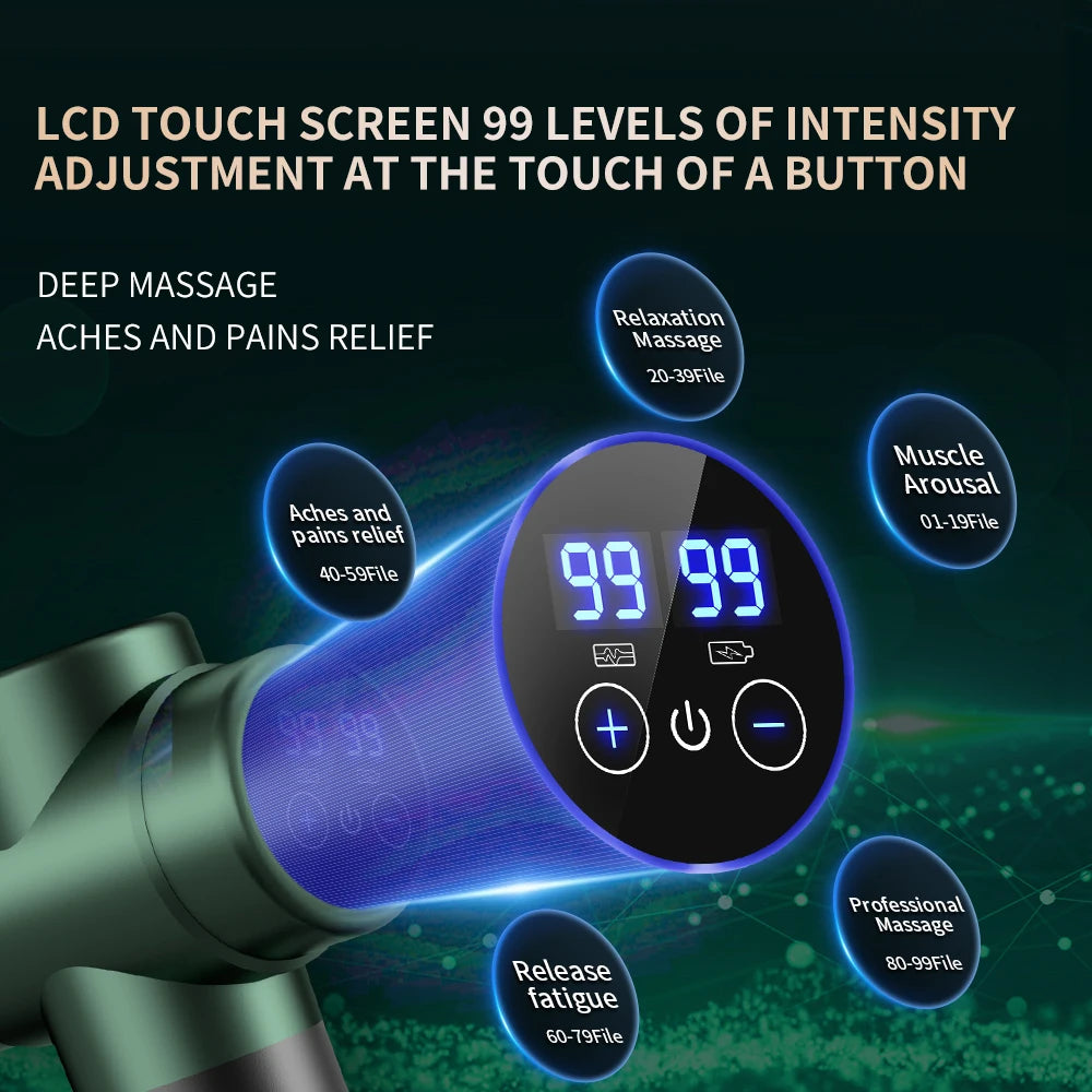 Massage Gun Muscle Relax Deep Tissue Massager Neck Massager Dynamic Vibrator Back Portable Handheld Display Fascia Gun Massage