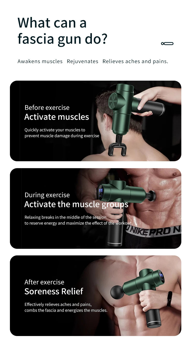 Massage Gun Muscle Relax Deep Tissue Massager Neck Massager Dynamic Vibrator Back Portable Handheld Display Fascia Gun Massage