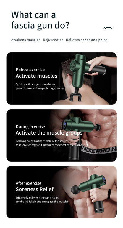 Massage Gun Muscle Relax Deep Tissue Massager Neck Massager Dynamic Vibrator Back Portable Handheld Display Fascia Gun Massage